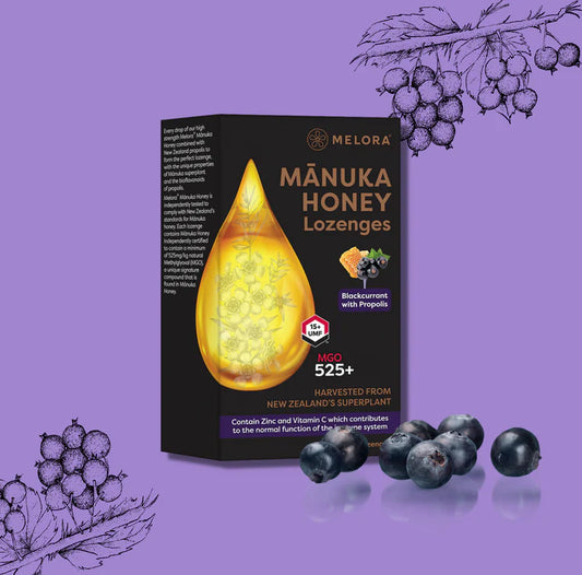 Manuka Honey 525 MGO, Propolis, Blackcurrant and Peppermint Lozenges
